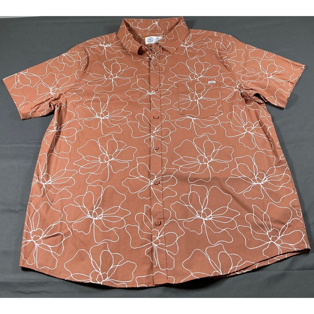 Hurley Mens Caryota SS Woven Shirt Martian Rust Floral XXL HSP25SMT-16549